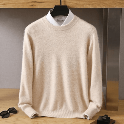 Mens Pure Mink Cashmere Sweater O Neck Knit Pullover For Autumn And Winter