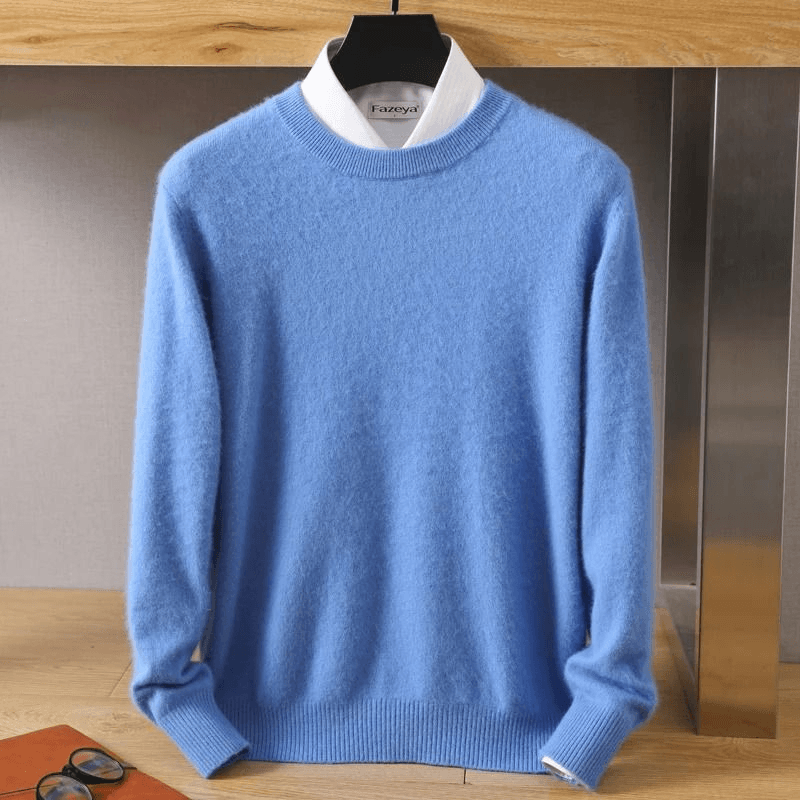 Mens Pure Mink Cashmere Sweater O Neck Knit Pullover For Autumn And Winter