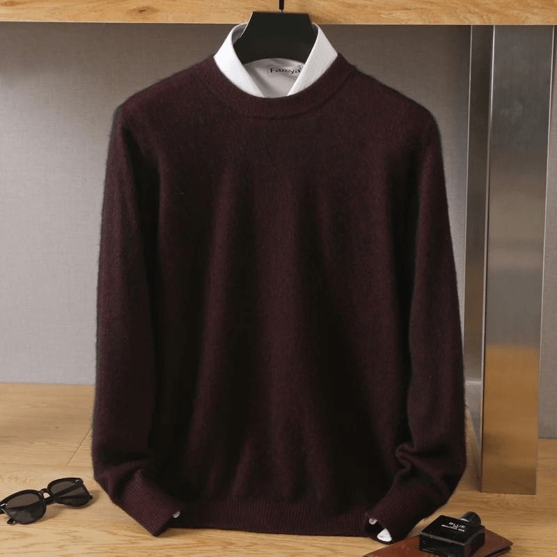 Mens Pure Mink Cashmere Sweater O Neck Knit Pullover For Autumn And Winter