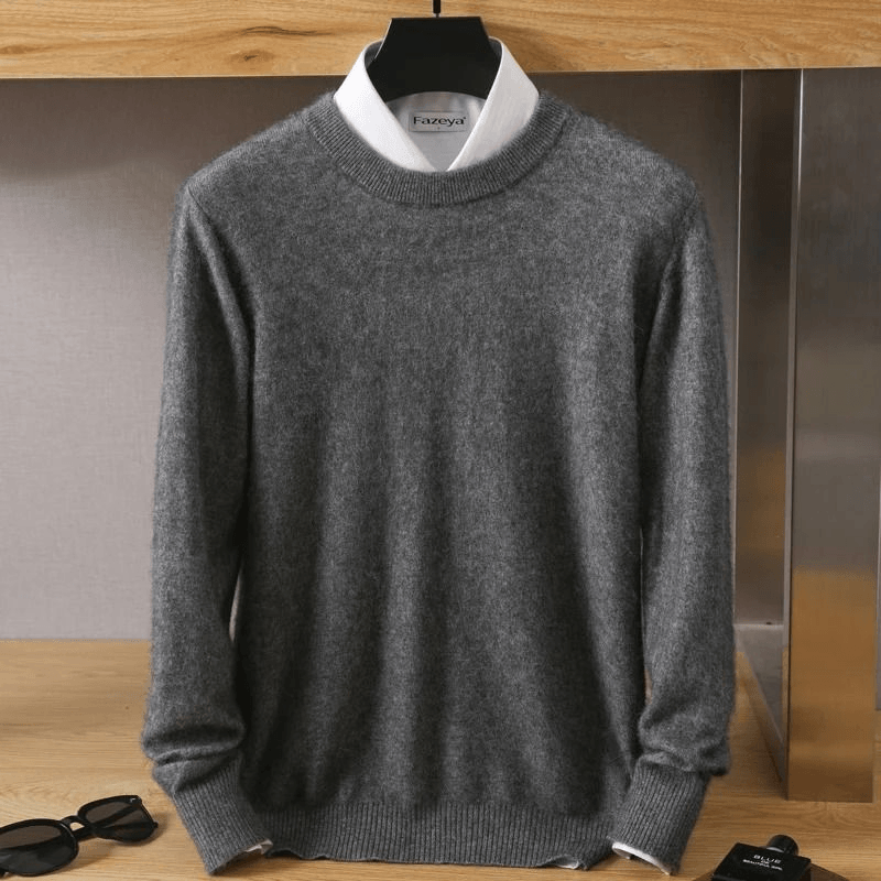 Mens Pure Mink Cashmere Sweater O Neck Knit Pullover For Autumn And Winter