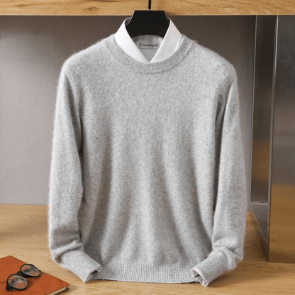 Mens Pure Mink Cashmere Sweater O Neck Knit Pullover For Autumn And Winter