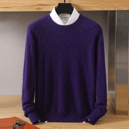 Mens Pure Mink Cashmere Sweater O Neck Knit Pullover For Autumn And Winter
