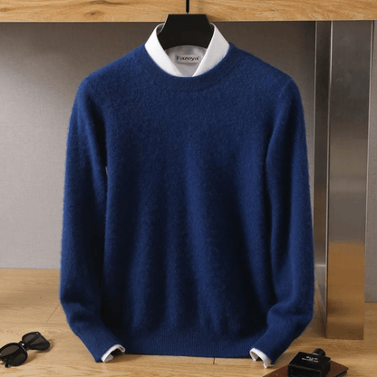 Mens Pure Mink Cashmere Sweater O Neck Knit Pullover For Autumn And Winter