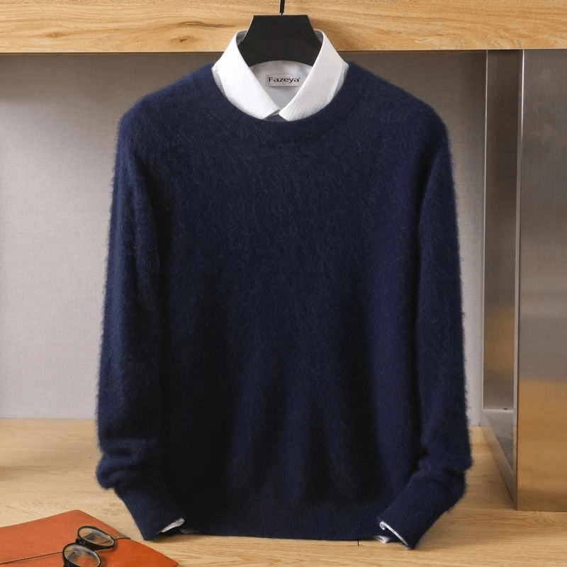 Mens Pure Mink Cashmere Sweater O Neck Knit Pullover For Autumn And Winter