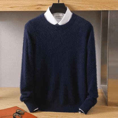 Mens Pure Mink Cashmere Sweater O Neck Knit Pullover For Autumn And Winter