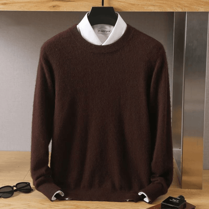 Mens Pure Mink Cashmere Sweater O Neck Knit Pullover For Autumn And Winter