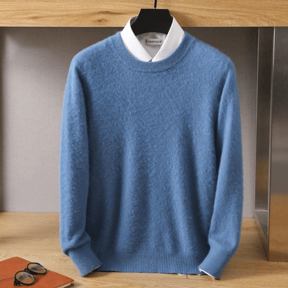 Mens Pure Mink Cashmere Sweater O Neck Knit Pullover For Autumn And Winter