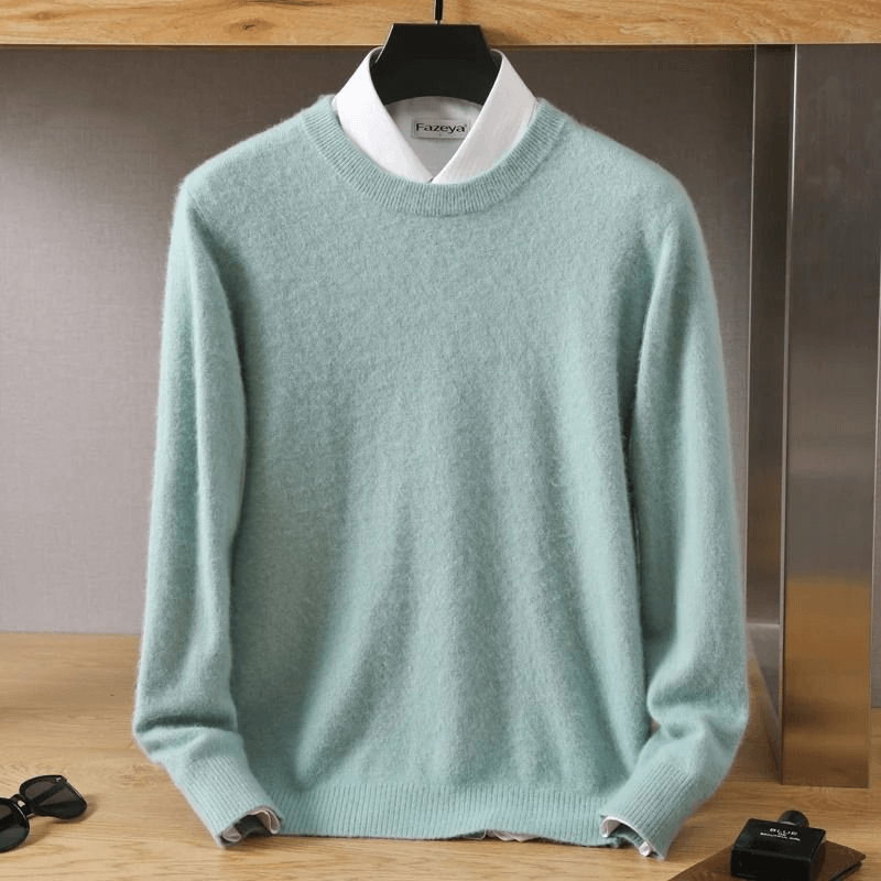 Mens Pure Mink Cashmere Sweater O Neck Knit Pullover For Autumn And Winter