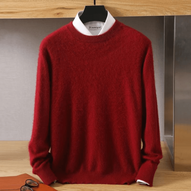 Mens Pure Mink Cashmere Sweater O Neck Knit Pullover For Autumn And Winter