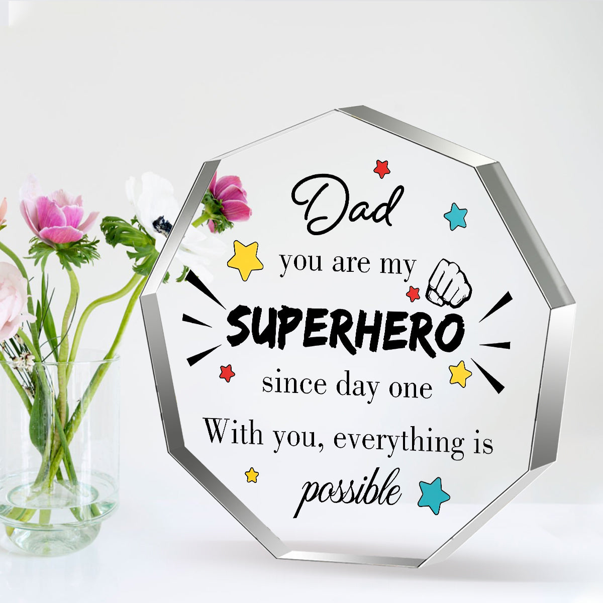 Unique Father Gift, Sentimental Fathers Day Dad Gifts for Men, Clear Acrylic Plaque Home Decor from Son Daughter