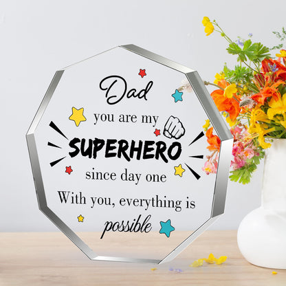 Unique Father Gift, Sentimental Fathers Day Dad Gifts for Men, Clear Acrylic Plaque Home Decor from Son Daughter