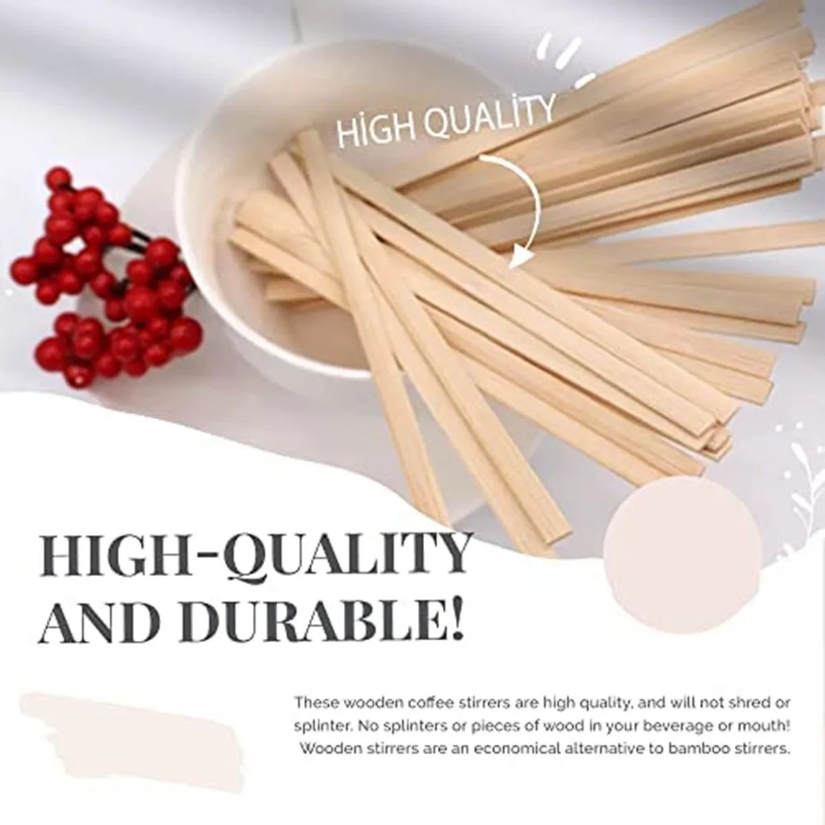 100-Piece Wooden Coffee Stir Sticks Disposable Beverage Stirrers