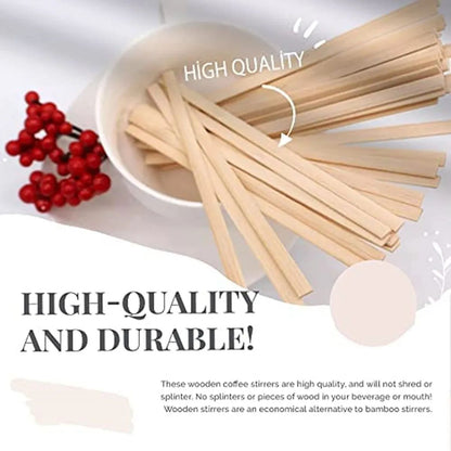 100-Piece Wooden Coffee Stir Sticks Disposable Beverage Stirrers