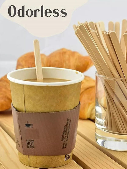 100-Piece Wooden Coffee Stir Sticks Disposable Beverage Stirrers