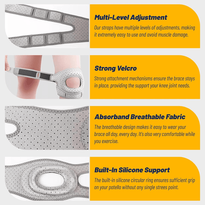 Patellar Tendon Knee Brace Support Strap with Gel Pad, Knee Pain Relief, Arthritis Stabilizer
