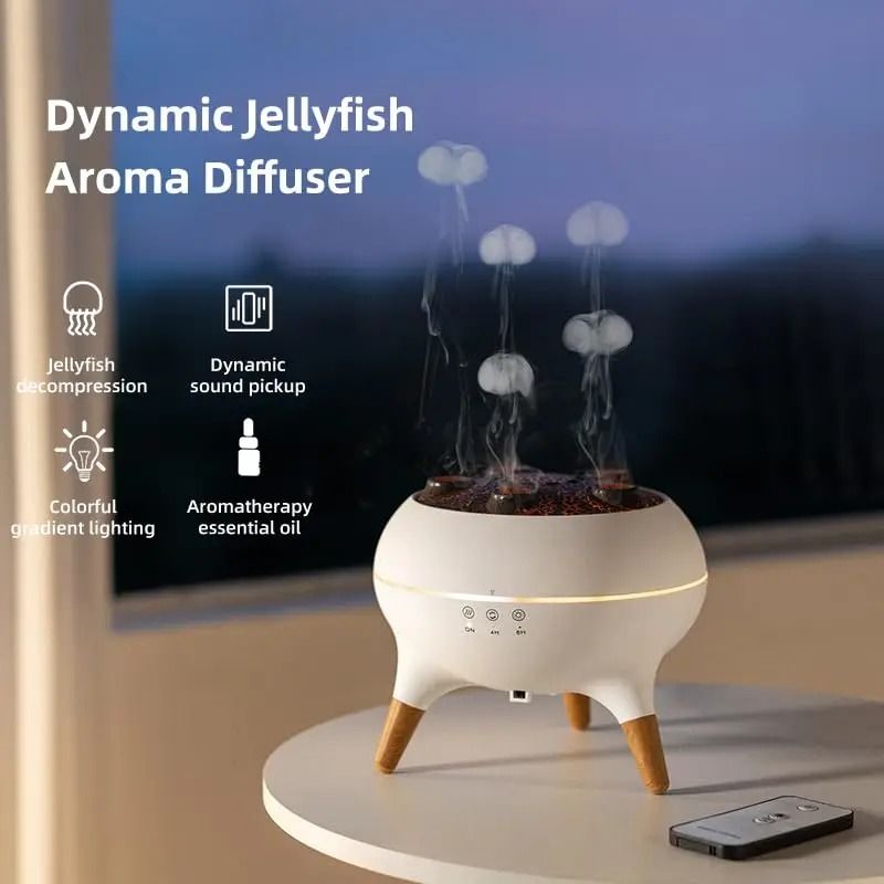 Dynamic Jellyfish Humidifier with Essential Oil Diffuser & 7 Color LED Night Light