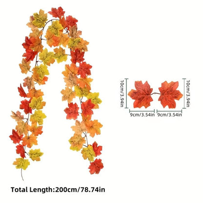Autumn Maple Leaf Vine Garland for Halloween and Thanksgiving Decor