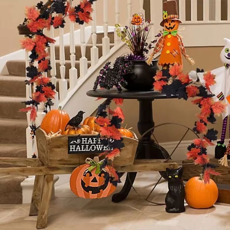 Autumn Maple Leaf Vine Garland for Halloween and Thanksgiving Decor