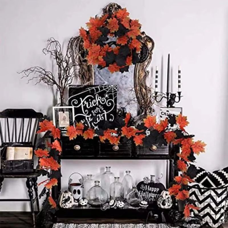 Autumn Maple Leaf Vine Garland for Halloween and Thanksgiving Decor