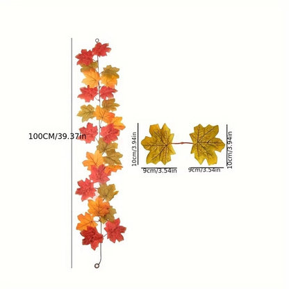 Autumn Maple Leaf Vine Garland for Halloween and Thanksgiving Decor