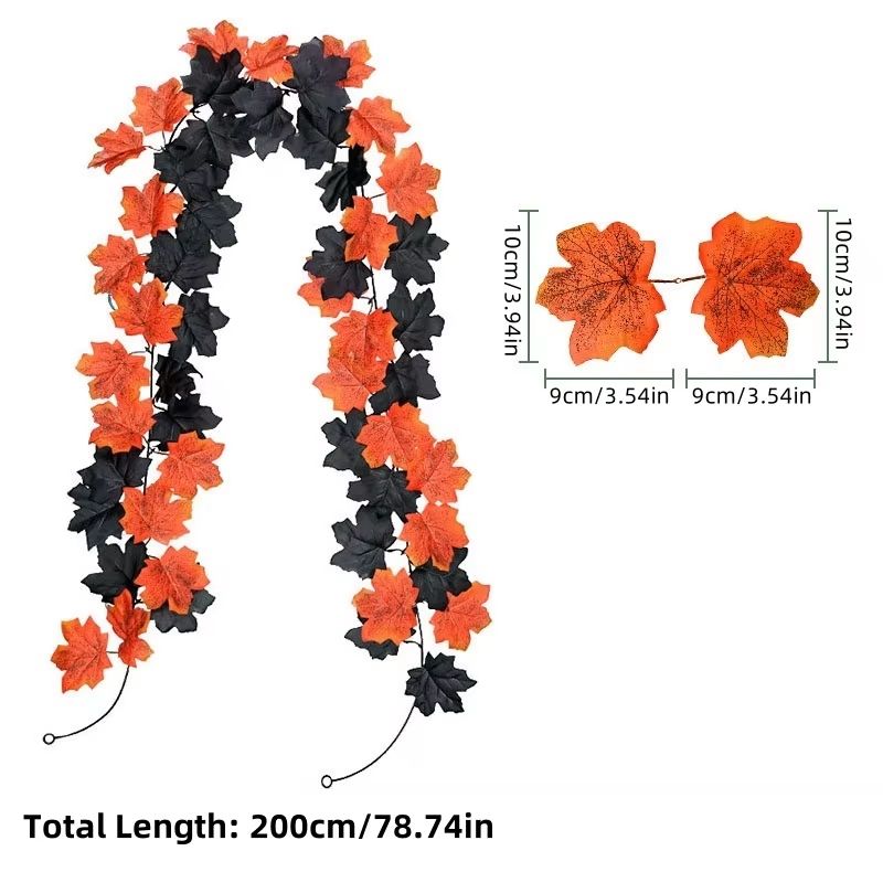 Autumn Maple Leaf Vine Garland for Halloween and Thanksgiving Decor