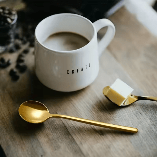 10PCS Stainless Steel Coffee Spoons Dessert Teaspoons and Seasoning Spoons for Home and Cafe Use