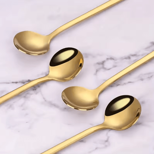 10PCS Stainless Steel Coffee Spoons Dessert Teaspoons and Seasoning Spoons for Home and Cafe Use