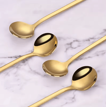 10PCS Stainless Steel Coffee Spoons Dessert Teaspoons and Seasoning Spoons for Home and Cafe Use