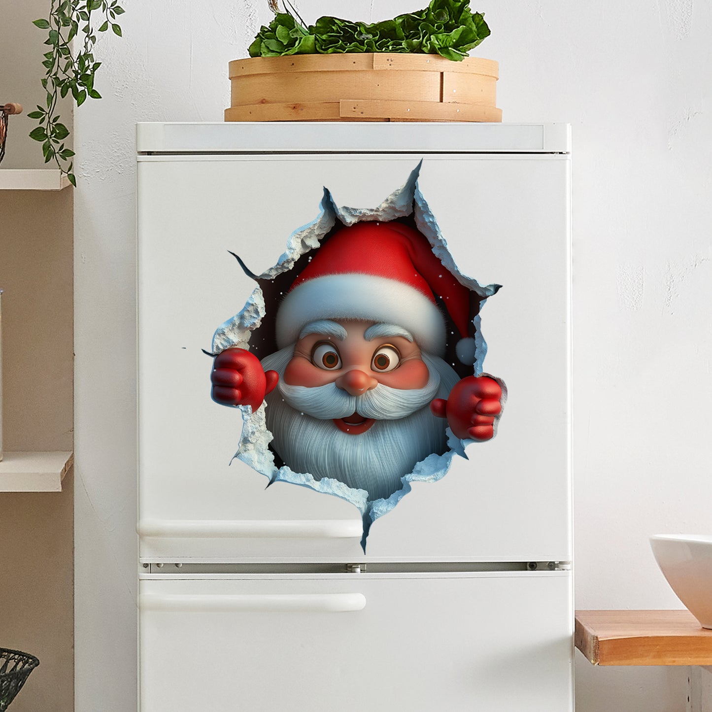 Santa Claus Self-Adhesive, Christmas Home Decor Stickers, Wall Decals for Holiday Party Decorations