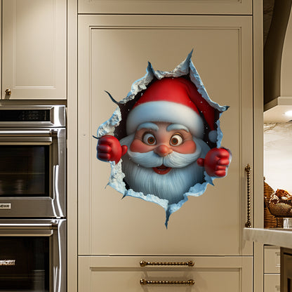Santa Claus Self-Adhesive, Christmas Home Decor Stickers, Wall Decals for Holiday Party Decorations