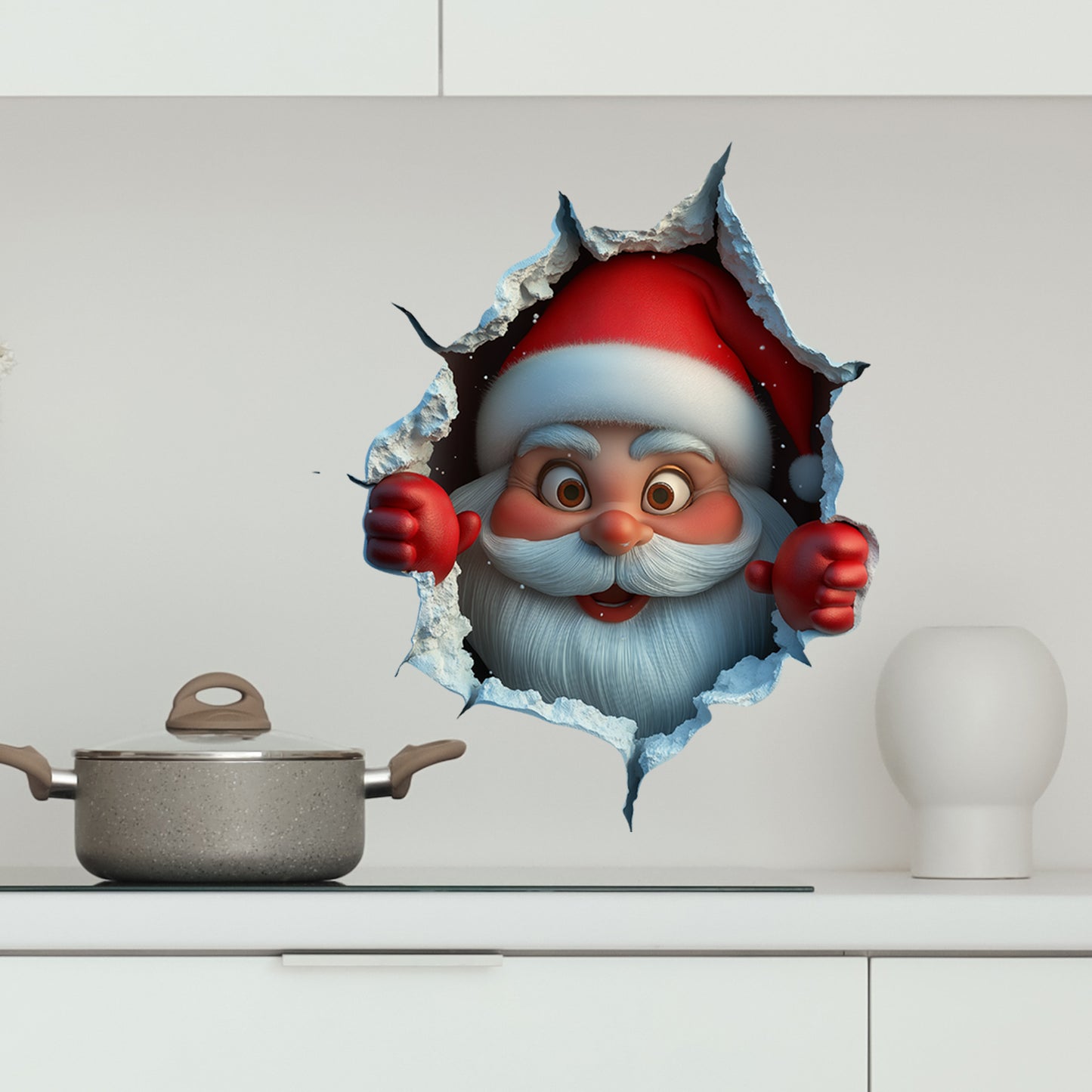 Santa Claus Self-Adhesive, Christmas Home Decor Stickers, Wall Decals for Holiday Party Decorations