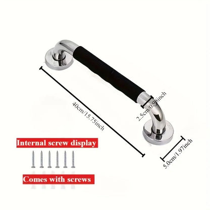 304 Stainless Steel Shower Grab Bar – NonSlip Silicone Grip Safety Handle for Elderly, Disabled, Bathroom Support