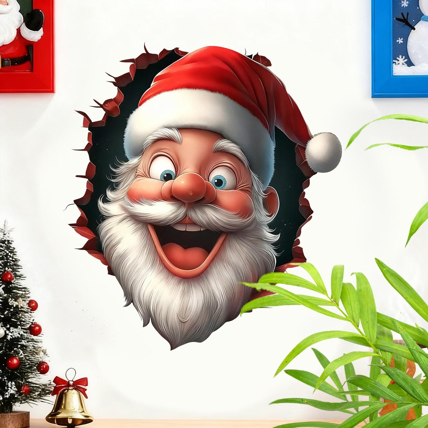 Holiday Home Decor Stickers for Home, Effect Peel and Stick Funny Christmas, Cartoon Decals Winter