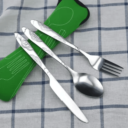 Portable Washable Picnic Cutlery Set in Zipper Travel Pouch