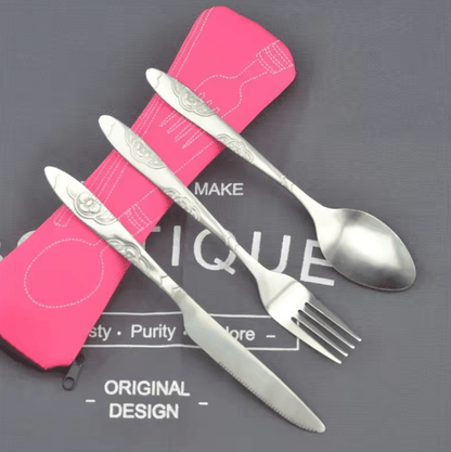 Portable Washable Picnic Cutlery Set in Zipper Travel Pouch