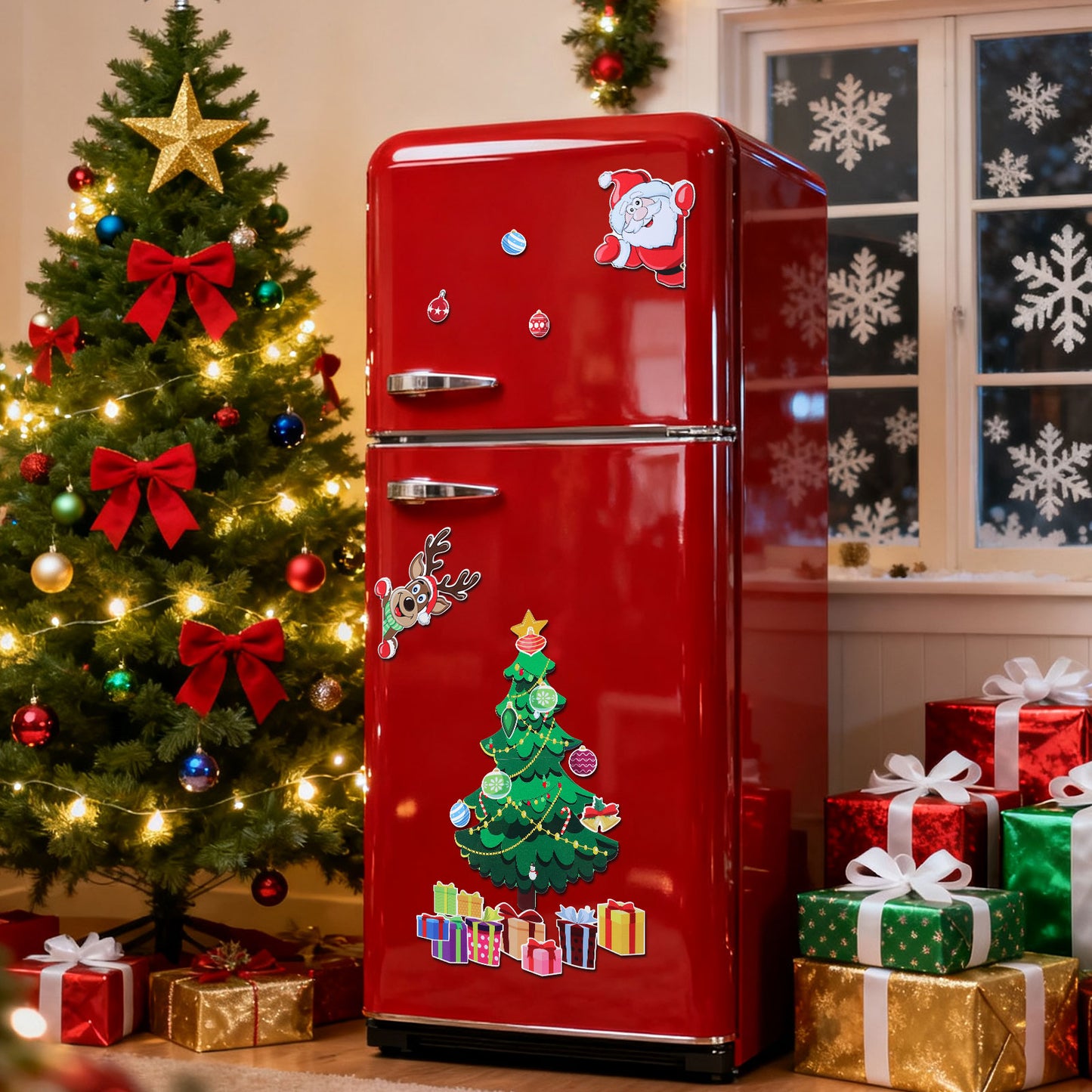 Holiday Home Christmas Tree Magnetic Fridge, Kitchen Decor Xmas, Refrigerator Sticker, Magnets, Garage Door Ornament