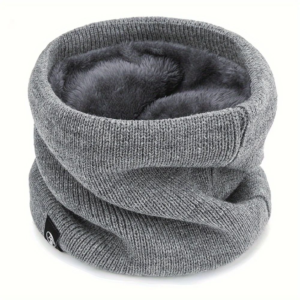 Winter Knit Scarf with Built-In Face Mask – Thick Warm Neck Gaiter for Skiing, Snowboarding, Hiking, Wind Protection
