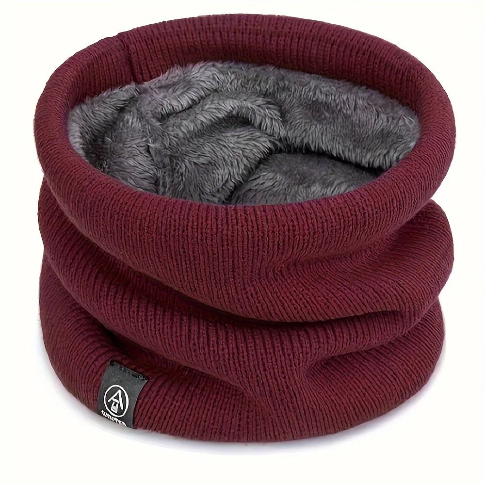 Winter Knit Scarf with Built-In Face Mask – Thick Warm Neck Gaiter for Skiing, Snowboarding, Hiking, Wind Protection
