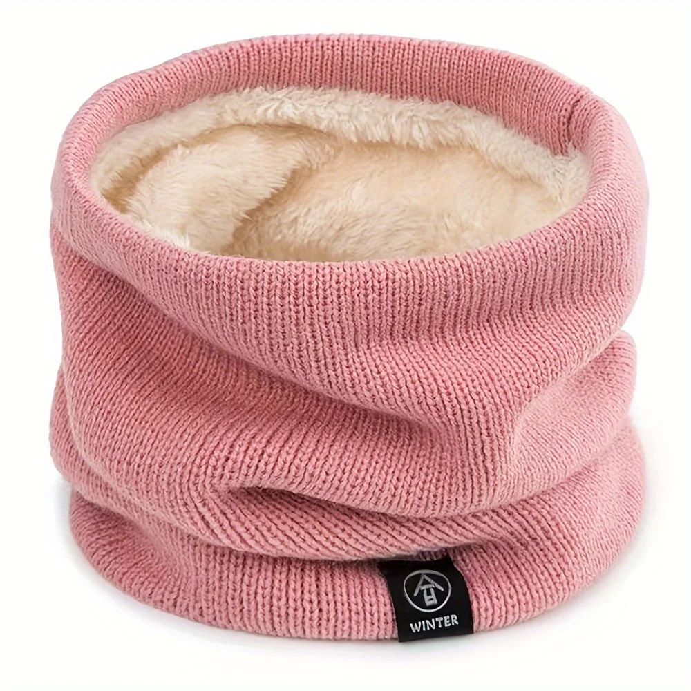 Winter Knit Scarf with Built-In Face Mask – Thick Warm Neck Gaiter for Skiing, Snowboarding, Hiking, Wind Protection