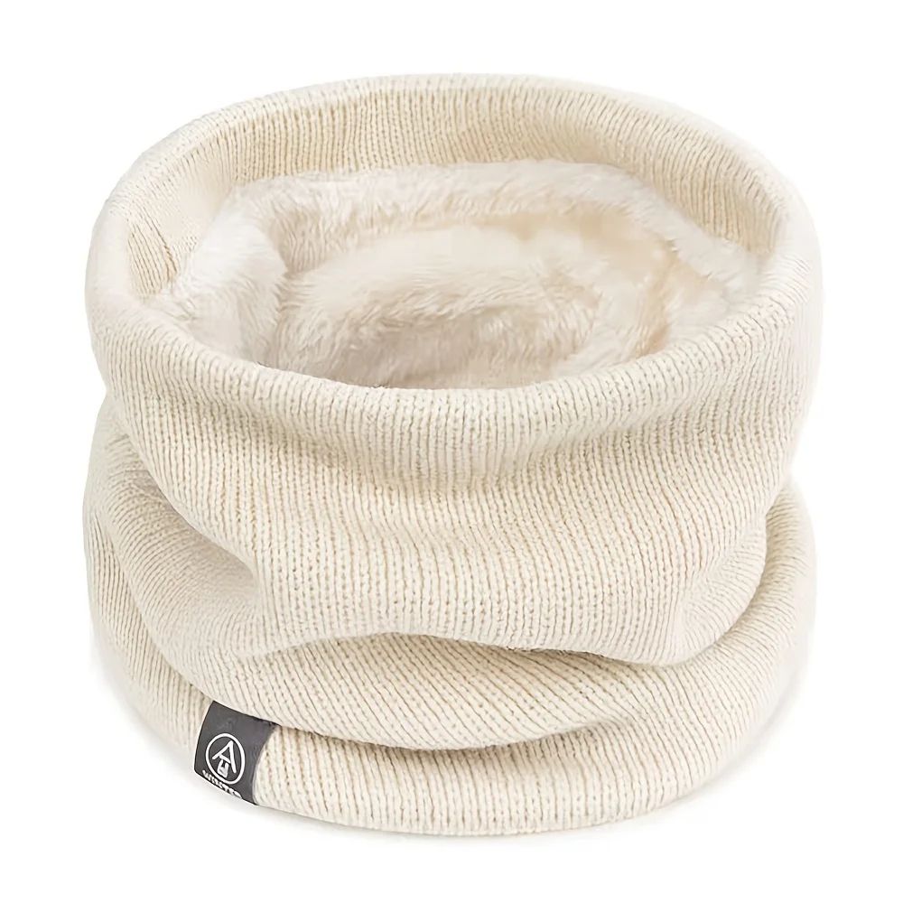 Winter Knit Scarf with Built-In Face Mask – Thick Warm Neck Gaiter for Skiing, Snowboarding, Hiking, Wind Protection