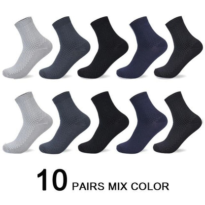 Mens Bamboo Fiber Compression Dress Socks 10 Pair Set