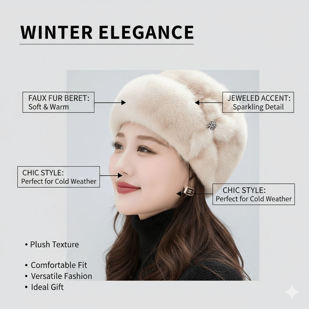 Thickened Warm Solid Color Women Winter Hat, Russian Flower Decor, Elegant Autumn Winter Thermal Cap For Outdoor