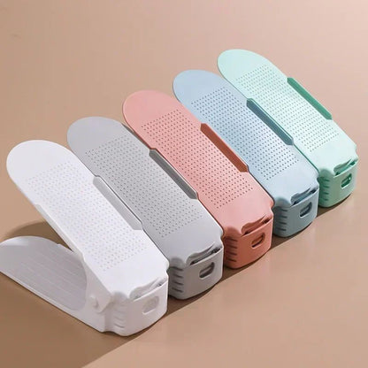 Adjustable Shoe Slots Organizer Set - Double Layer Shoe Space Saver for Closet & Cabinet