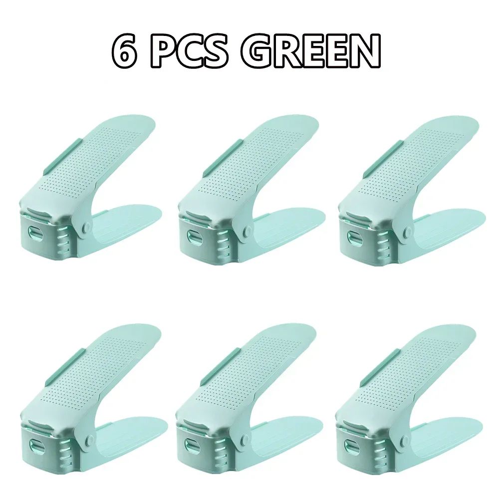 Adjustable Shoe Slots Organizer Set - Double Layer Shoe Space Saver for Closet & Cabinet
