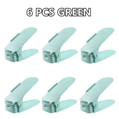 Adjustable Shoe Slots Organizer Set - Double Layer Shoe Space Saver for Closet & Cabinet