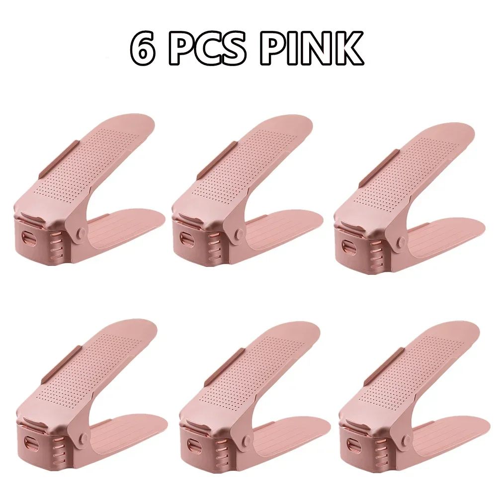 Adjustable Shoe Slots Organizer Set - Double Layer Shoe Space Saver for Closet & Cabinet