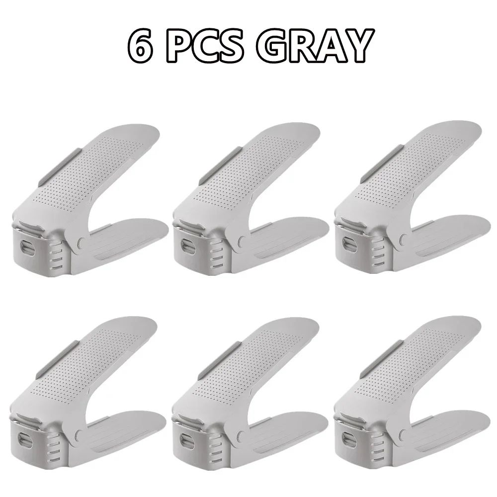 Adjustable Shoe Slots Organizer Set - Double Layer Shoe Space Saver for Closet & Cabinet