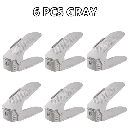 Adjustable Shoe Slots Organizer Set - Double Layer Shoe Space Saver for Closet & Cabinet
