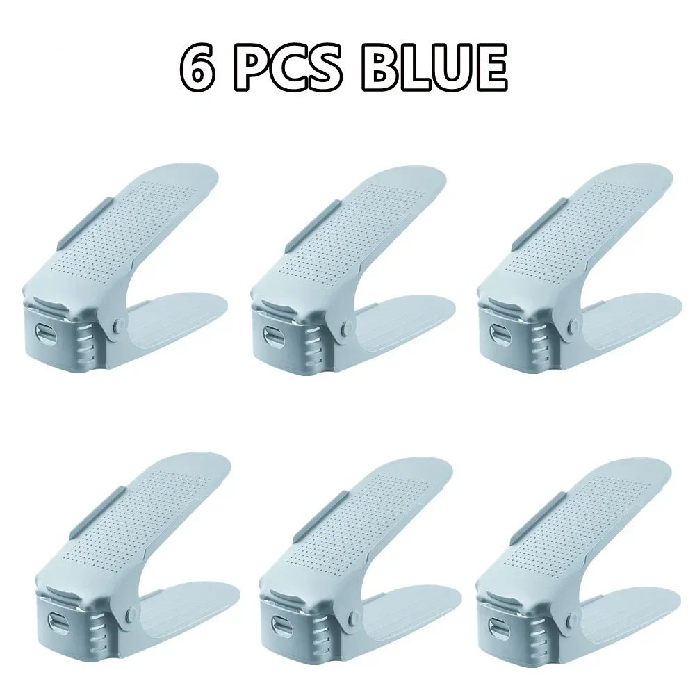 Adjustable Shoe Slots Organizer Set - Double Layer Shoe Space Saver for Closet & Cabinet