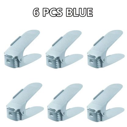 Adjustable Shoe Slots Organizer Set - Double Layer Shoe Space Saver for Closet & Cabinet